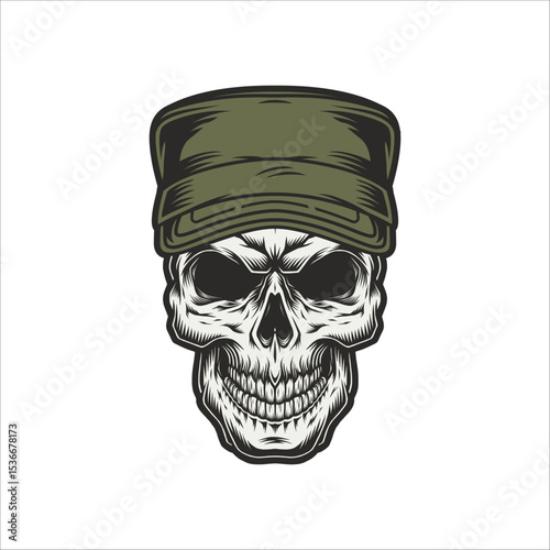skull with a cap on head