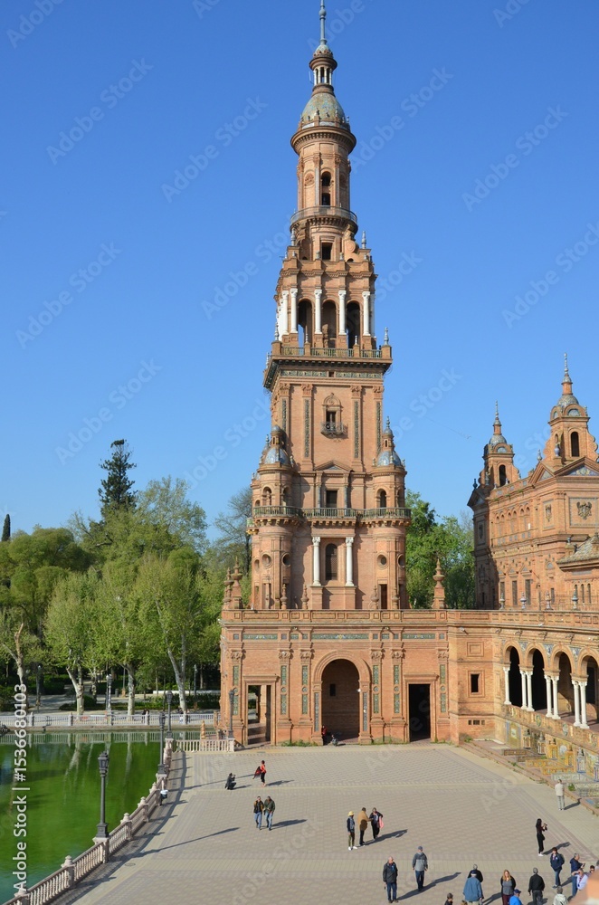 Fototapeta premium Seville, Spain 03.23.2019: Plaza de Espana of Sevilla 