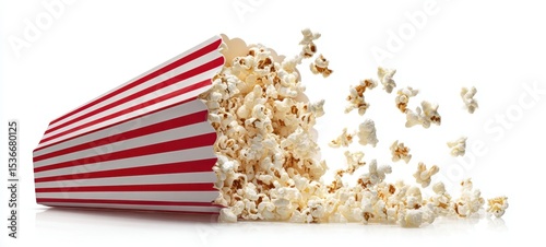 The overflowing popcorn bucket spilling delicious snacks in a playful manner.