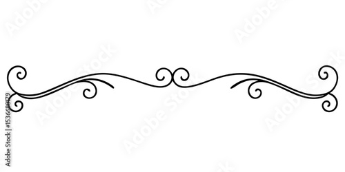 Ornamental scroll-style vector divider with fine swirls, isolated vector separator for text, for postcards and typography, transparent background  