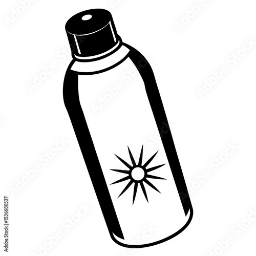 Silhouette of a Red Sunscreen Bottle on White Background – Sun Protection Container, Summer Skincare Concept, Cosmetic Packaging, Minimalist Design, Isolated Object, SPF Product Icon
Silhouette of a R
