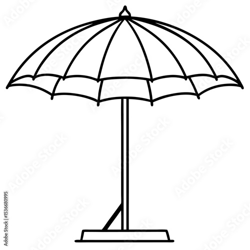Silhouette of a Beach Umbrella with Stand – Summer Shade Icon, Coastal Leisure Symbol, Outdoor Sun Protection, Vacation Graphic, Minimalist Design Element, Black Isolated Shape
