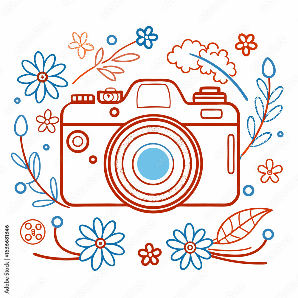 Obraz premium Silhouette of Blue Camera Isolated on White Background – Minimalist Photography Symbol, Digital Camera Outline, Modern Tech Icon, Conceptual Photo Graphic, Clean Studio Image