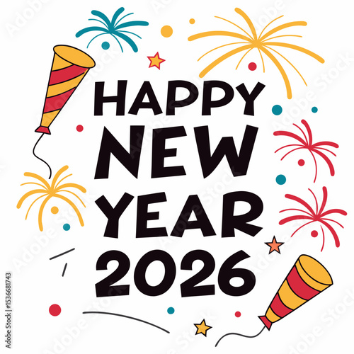Happy new year 2026 festive design element