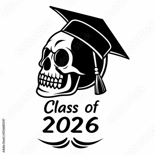 Skull in graduation cap class of 2026