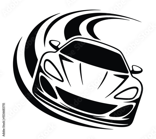 Sports Car Logo Vector, Dynamic Auto Icon for Racing and Automotive Service on White Background
