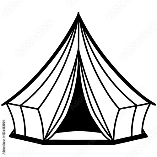 Silhouette of a Red Tent on White Background – Camping Equipment Icon, Outdoor Shelter Shape, Adventure Symbol, Minimalist Travel Gear, Isolated
