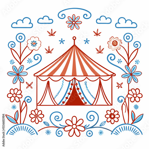 Silhouette of a Red Tent on White Background – Camping Equipment Icon, Outdoor Shelter Shape, Adventure Symbol, Minimalist Travel Gear, Isolated
