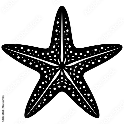 Silhouette of a Starfish on White Background – Marine Life Symbol, Minimalist Ocean Animal Design, Beach Sea Creature Icon, Nautical Theme, Coastal Illustration, Underwater Wildlife Concept
