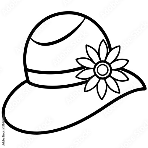 Silhouette of a Yellow Sun Hat on White Background – Stylish Summer Headwear, Minimalist Fashion Accessory, Beach Hat Outline, Seasonal Clothing Icon, Vacation Style, Travel Concept
