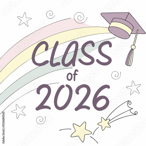Class of 2026 graduation rainbow stars design