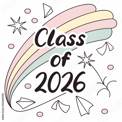 Class of 2026 rainbow graduation design