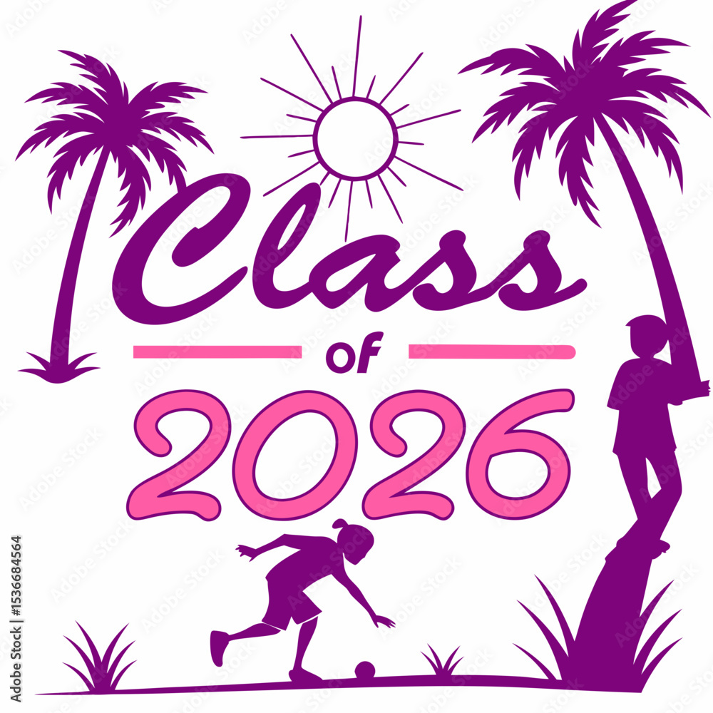 Naklejka premium Class of 2026 tropical graduation design