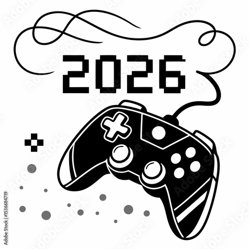 2026 new year gaming controller pixel art design