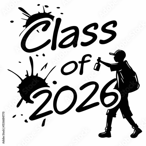 Class of 2026 graduation design element silhouette