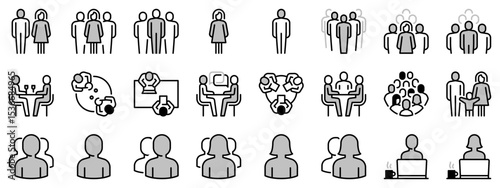 Icons in two tones about people