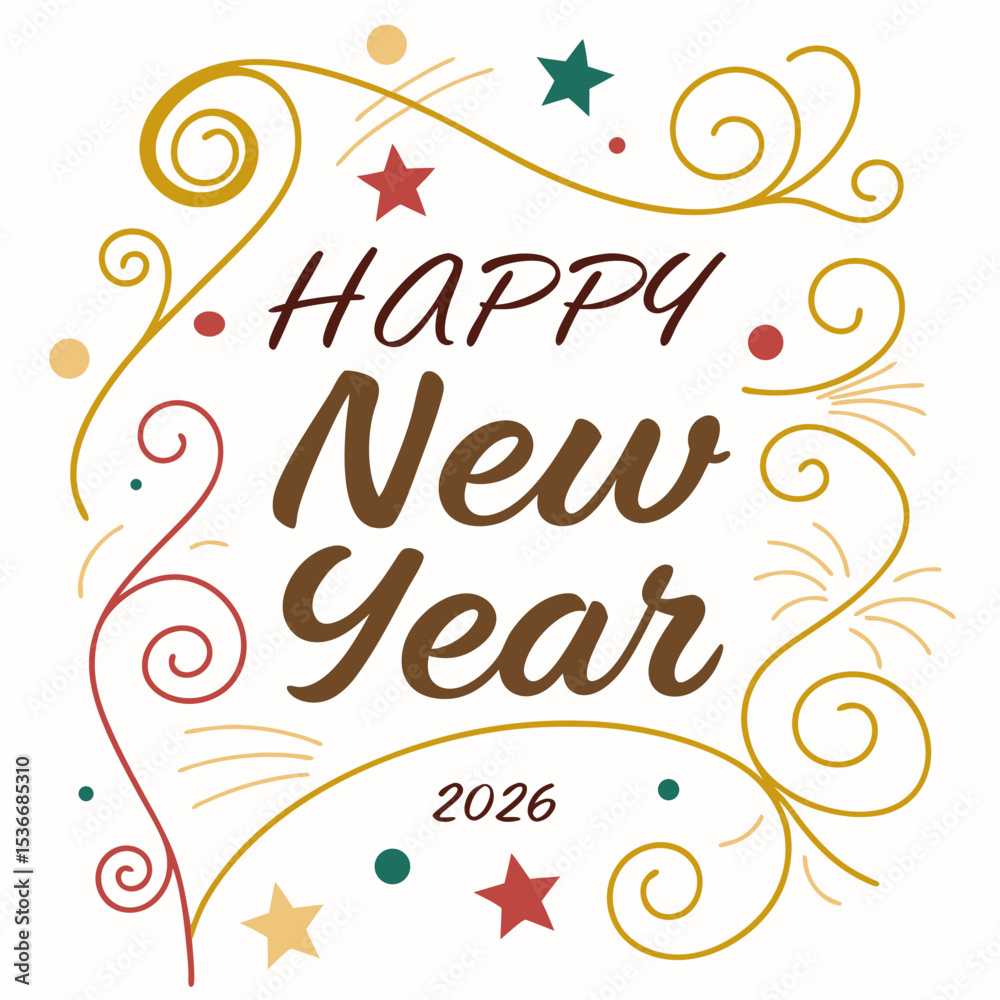 Obraz premium Happy new year 2026 festive design illustration