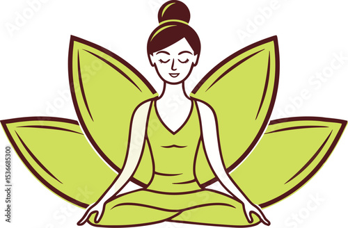 Yoga Pose with Lotus Flower Illustration for Meditation and Wellness