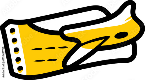 Silhouette of a Yellow Airplane Ticket on White Background – Minimal Travel Pass Icon, Airline Boarding Pass Graphic, Flight Ticket Symbol, Aviation Concept, Travel Document, Isolated Clipart
