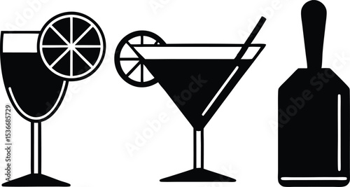 martini glass with a cocktail