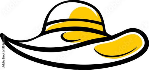 Silhouette of a Yellow Sun Hat on White Background – Stylish Summer Headwear, Minimalist Fashion Accessory, Beach Hat Outline, Seasonal Clothing Icon, Vacation Style, Travel Concept
