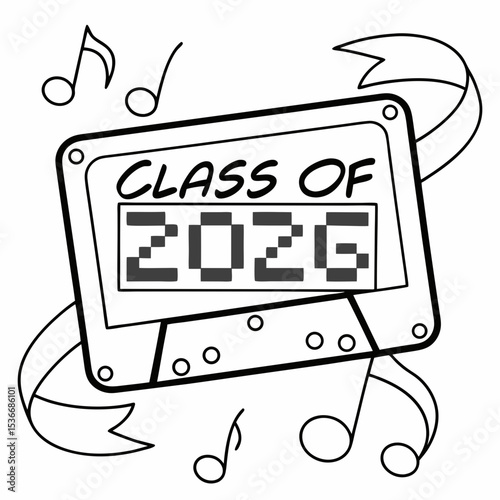 Class of 2026 cassette tape graduation design