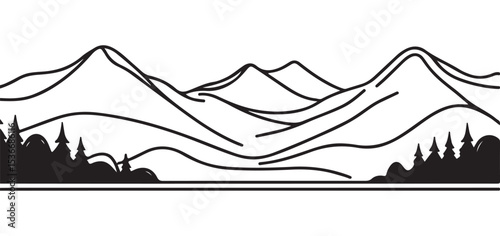 Scenic Mountain Range Illustration Capturing the Majesty of Nature's Heights
