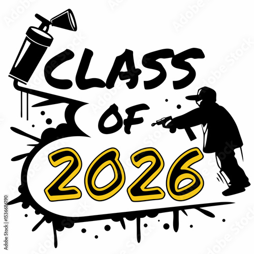 Class of 2026 graffiti style graduation design