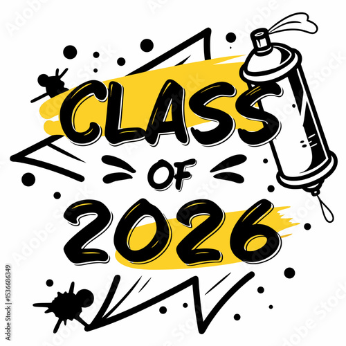 Class of 2026 graduation design element spray paint
