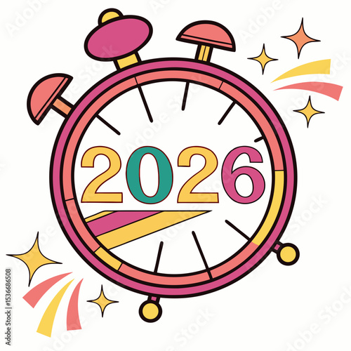Happy new year 2026 alarm clock design
