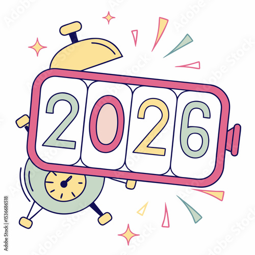 Happy new year 2026 alarm clock design
