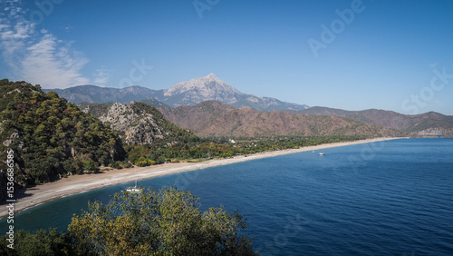Fototapeta Naklejka Na Ścianę i Meble -  The view of Olympos Beach in Turkey