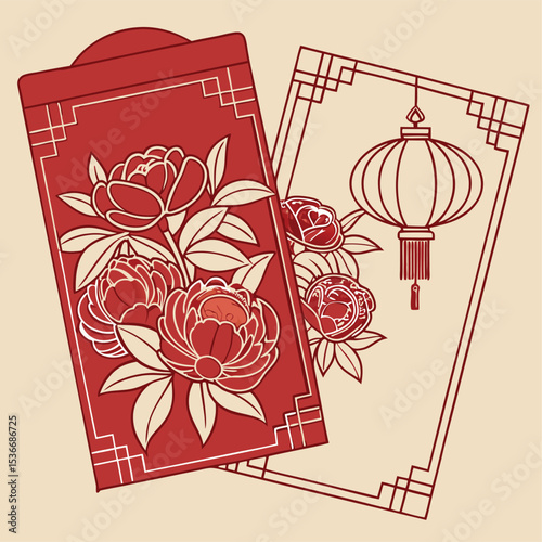 2025 Chinese New Year Red Envelope Design with Cute Cat Illustration
