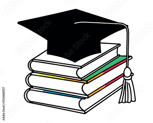 Symbolic Graduation Cap and Diploma Clipart for Announcements