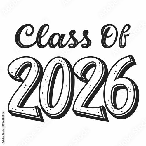 Class of 2026 graduation design vector illustration