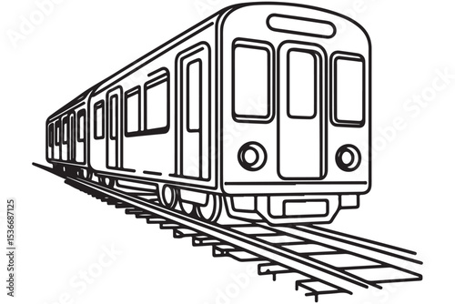 Subway train vector illustration in black and white for design