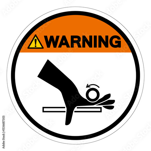 Warning Hand Entangle Rollers Symbol Sign, Vector Illustration, Isolate On White Background Label. EPS10