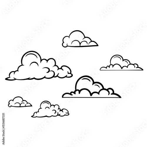 Collection of Cloud Illustrations Vector Graphic Designs for Various Applications
