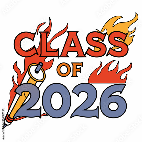 Class of 2026 graduation design flaming syringe