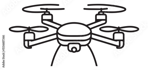 Drone Silhouette Illustration Top View Modern Technology Design