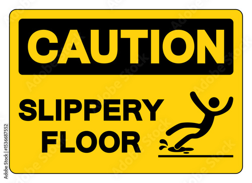 Caution Slippery Floor Symbol Sign,Vector Illustration, Isolate On White Background Label.EPS10