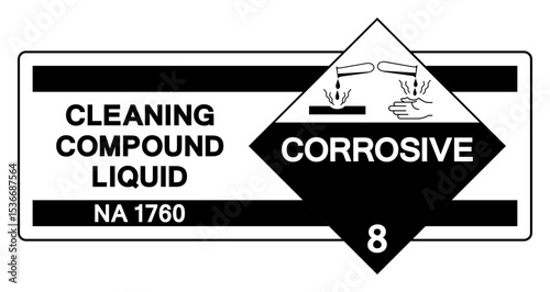 Cleaning Compound Liquid NA 1760 Symbol Sign, Vector Illustration, Isolate On White Background Label. EPS10
