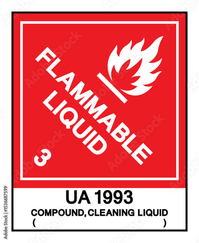 Flammable Liquid UN 1993 Compound Cleaning Liquid Symbol Sign ,Vector Illustration, Isolate On White Background Label. EPS10