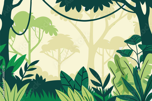 Jungle Foliage Vector Nature Background