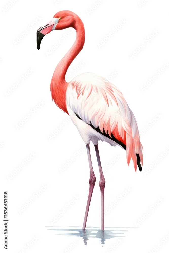 Fototapeta premium Flamingo animal bird white background.