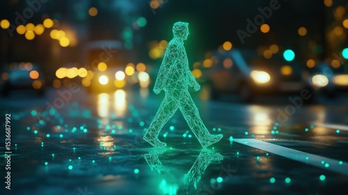 Night city pedestrian