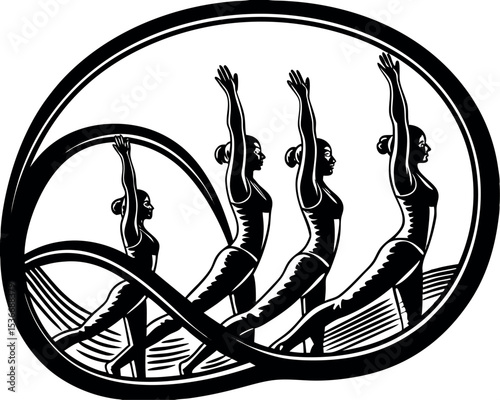Continuous Line Drawing of Women in a Group