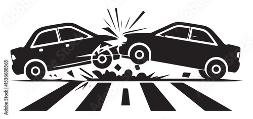 Two Cars Involved in a Head-On Collision on the Road
