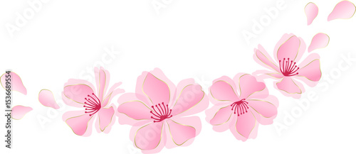Beautiful bouquet of pink cherry blossoms (sakura). illustration for greeting card, wedding invitation and other holiday background.