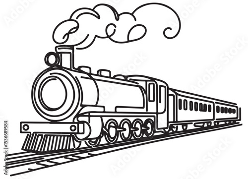 Vintage Steam Train Vector Art for Retro Transportation Design Project